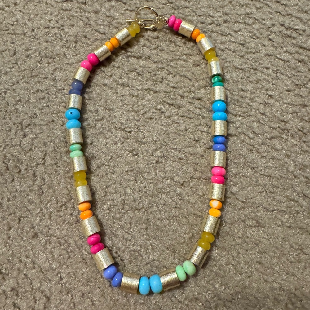 Multicolor Beaded Necklace with Gold Accents